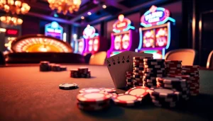 Vivez l'excitation au meilleur casino en ligne 2026 avec des jetons de poker et des cartes vibrants.