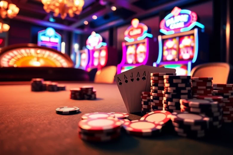 Vivez l'excitation au meilleur casino en ligne 2026 avec des jetons de poker et des cartes vibrants.